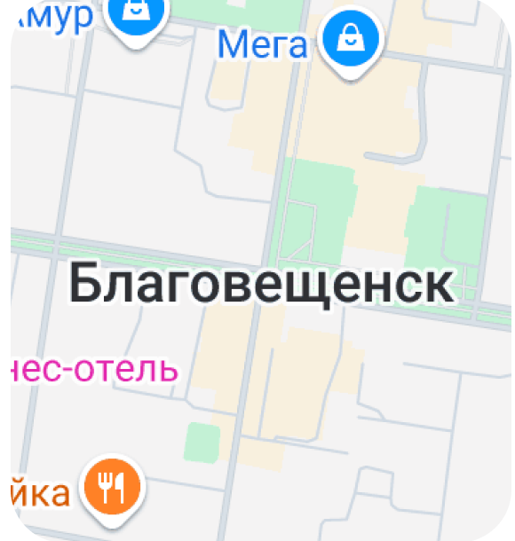 Карта Благовещенска с расположением ЖК «Причал»