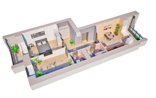 3D-планировка 2-комнатной квартиры 69,7 м²